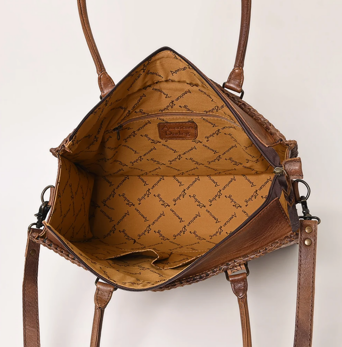 HAND TOOLED FLORAL CARVED BRAIDED PURSE