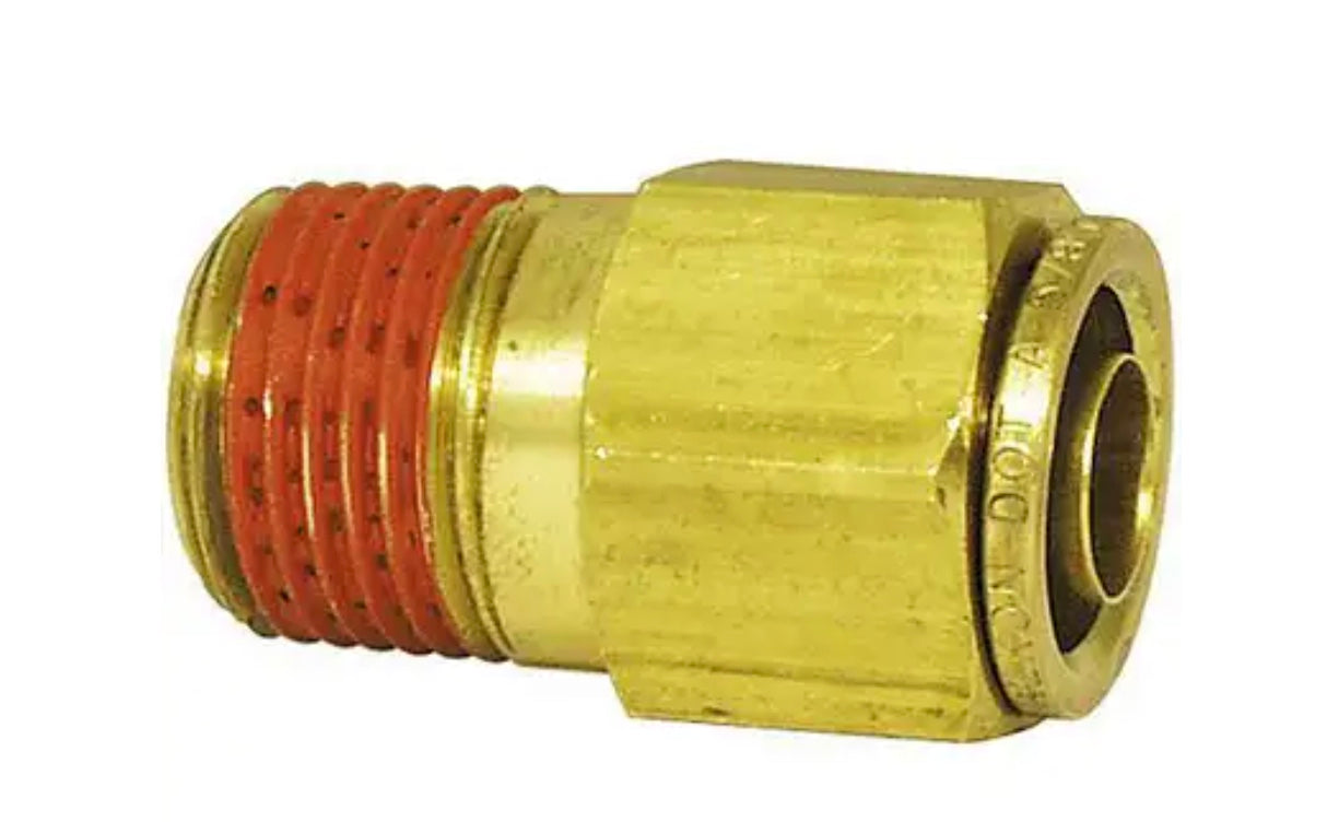Conector recto macho de latón, freno de aire, conexión a presión, 3/8 pulg. x 1/8 pulg.