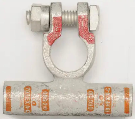 Imperial 2/0 AWG Battery Terminal; Positive Polarity; Flag Battery Terminal Style; Orange