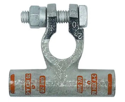 Imperial 2/0 AWG Battery Terminal; Negative Polarity; Flag Battery Terminal Style; Orange