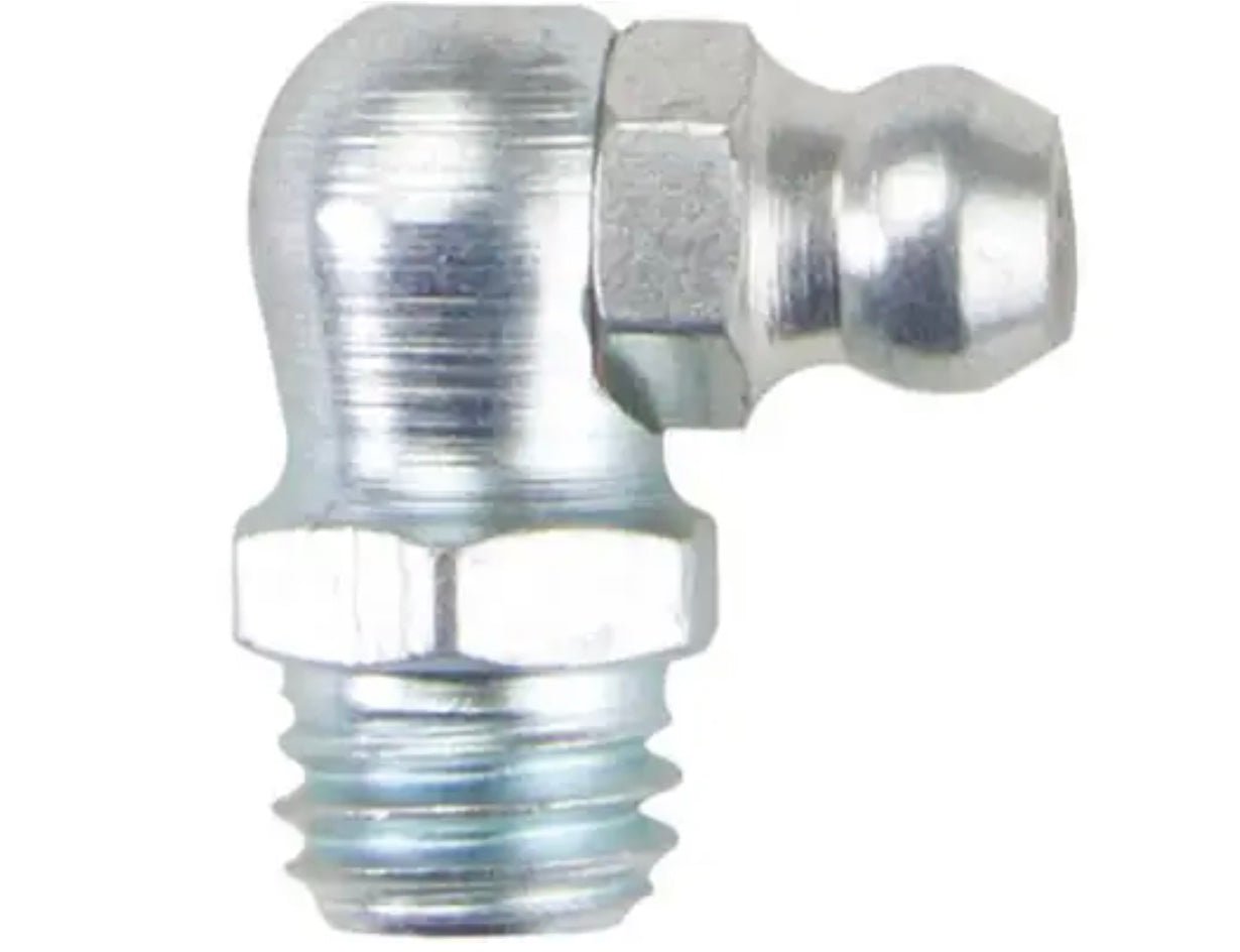 Accesorio de engrase: Rosca de conexión M8-1,25 mm, ángulo de cabezal de conexión de 90°, sistema métrico, acero