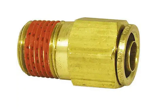 Brass, Male Straight Connector, Air Brake Push to Connect, 1/4 in. x 1/8 in.