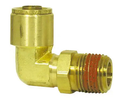 Brass, Male 90° Swivel Connector, Air Brake Push-to-Connect, 1/2 in. x 3/8 in.