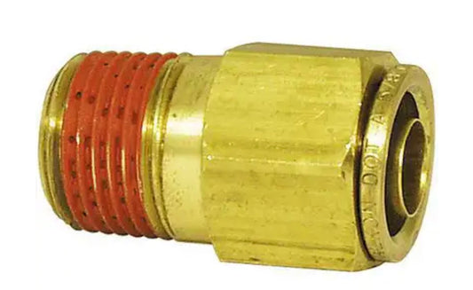 Brass, Male Straight Connector, Air Brake Push to Connect, 5/8 in. x 3/8 in.