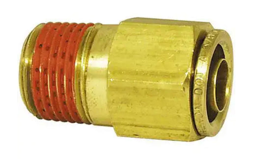 Brass, Male Straight Connector, Air Brake Push to Connect, 1/2 in. x 1/2 in.