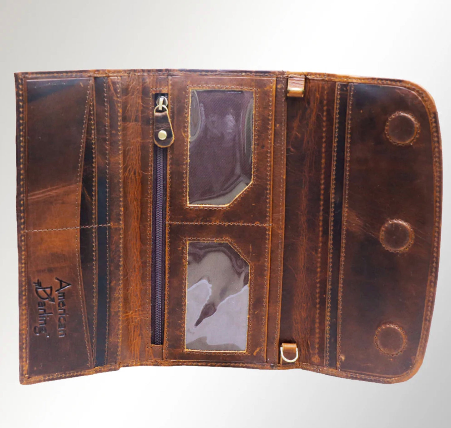 Hand-Painted Leather Crossbody Clutch Western