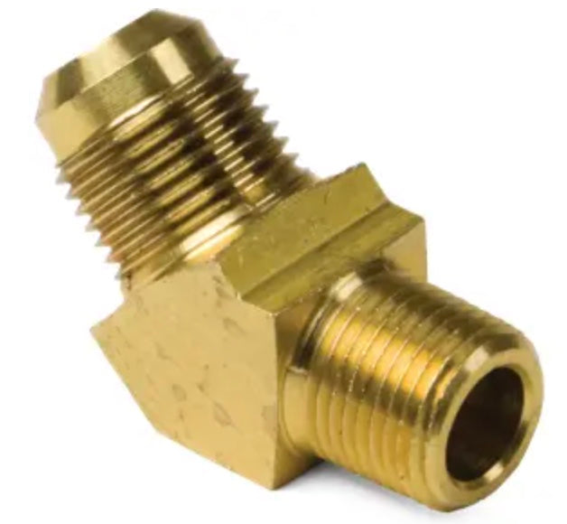 Codo macho de latón abocinado de 45° SAE de 5/8" x 1/2"