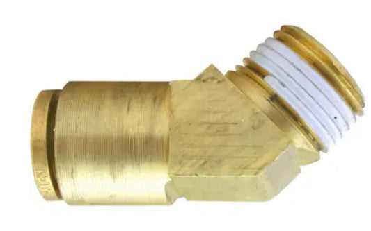 Brass, 45° Rigid, Male Connector, Air Brake, Push-to-Connect, 1/2 in. x 1/2 in.