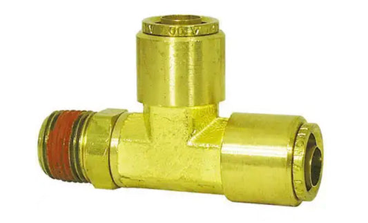Brass, Male Run Tee Swivel Connector, Air Brake Push-to-Connect, 1/2 in. x 3/8 in. x 1/2 in.
