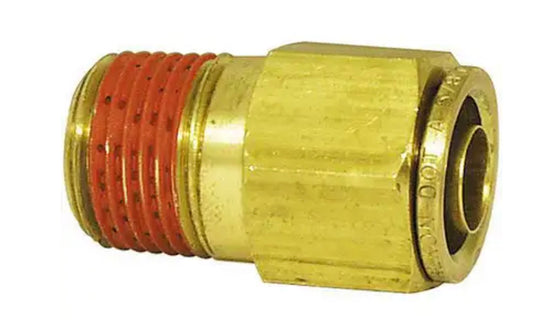 Brass, Male Straight Connector, Air Brake Push to Connect, 3/8 in. x 3/8 in.