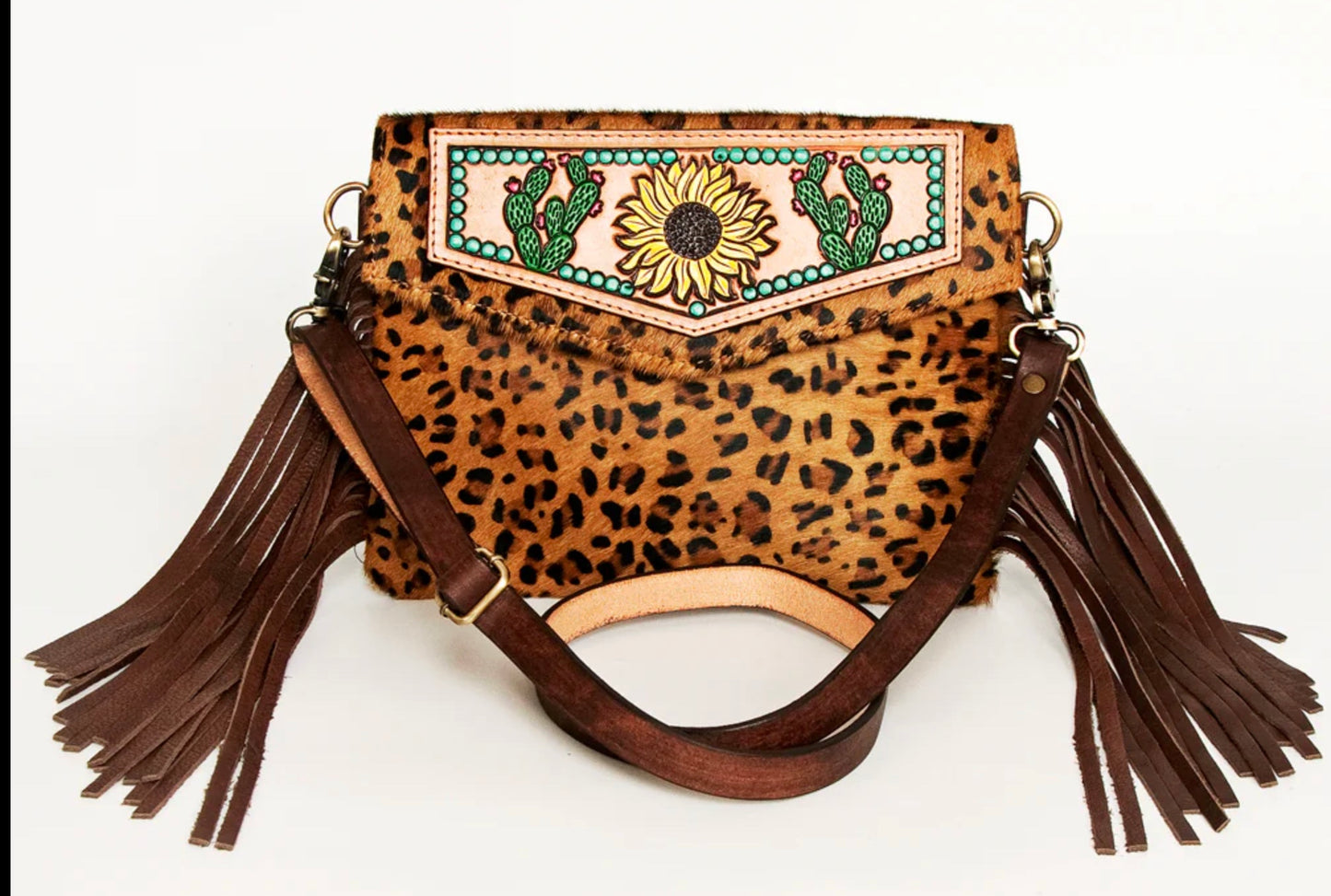 Hand Tooled Leather Hair-On Cowhide Envelope Women
