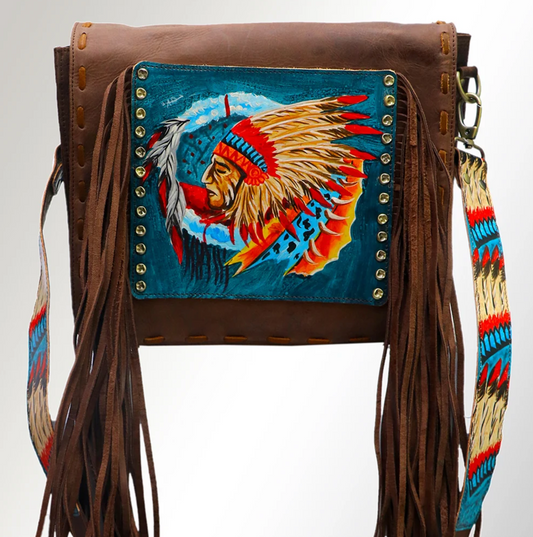 Hand Painted Native American Fringe Purse