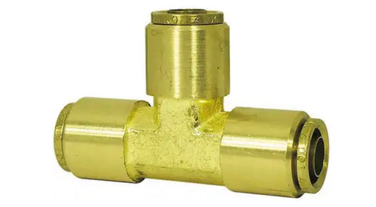 Conector en T de latón, para freno de aire, conexión a presión, 3/8 pulg. x 3/8 pulg. x 3/8 pulg.