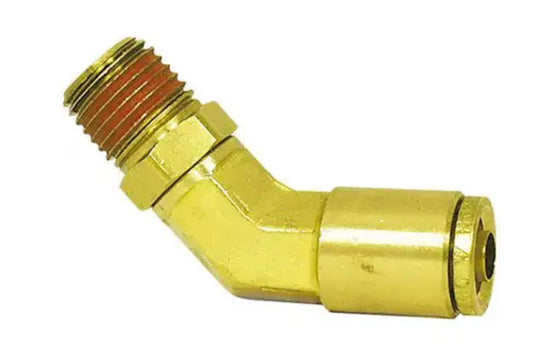 Latón, giratorio de 45°, conector macho, freno de aire, presionar para conectar, 1/4 pulg. x 1/4 pulg.