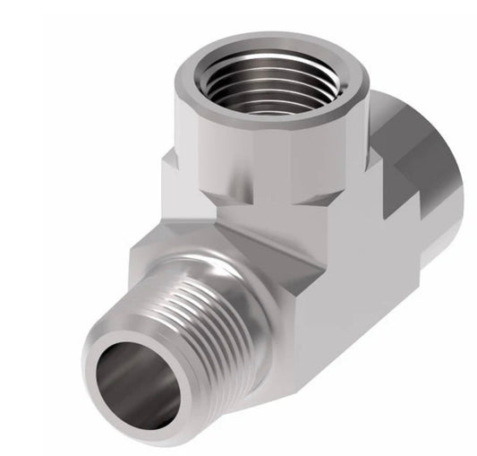 2092-4-4S Aeroquip de Danfoss | Adaptador en T para tubería externa/tubería interna | -04 NPTF macho x -04 NPTF hembra x -04 NPTF hembra | Acero