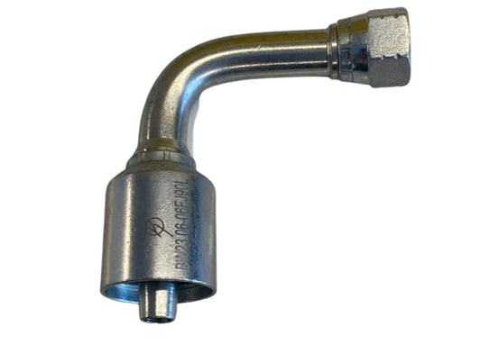 Accesorio de crimpado hidráulico hembra de 3/4" con manguera y caída larga de 90 grados de 1"