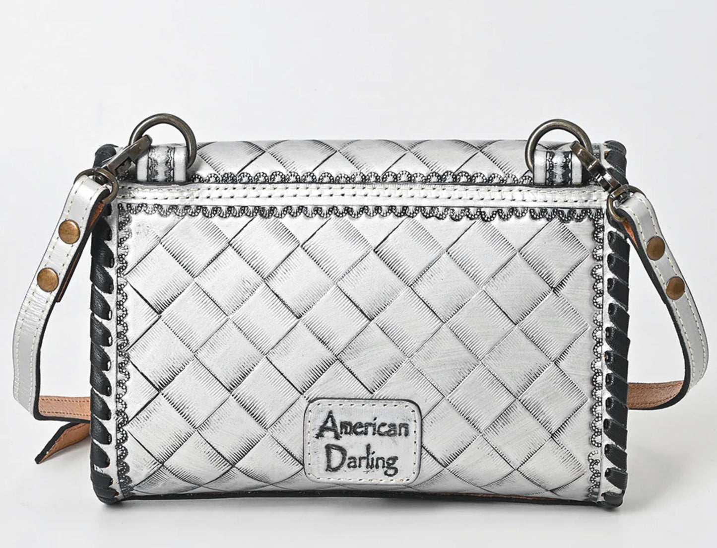 American Darling Hand Tooled Floral Leather Crossbody Bag Western Purse