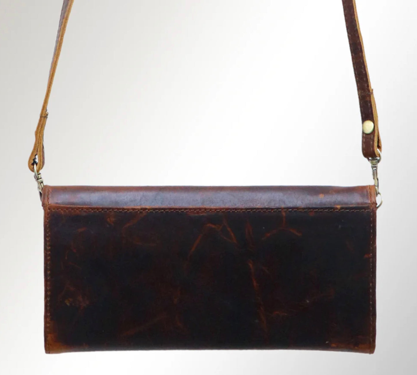 Hand-Painted Leather Crossbody Clutch Western