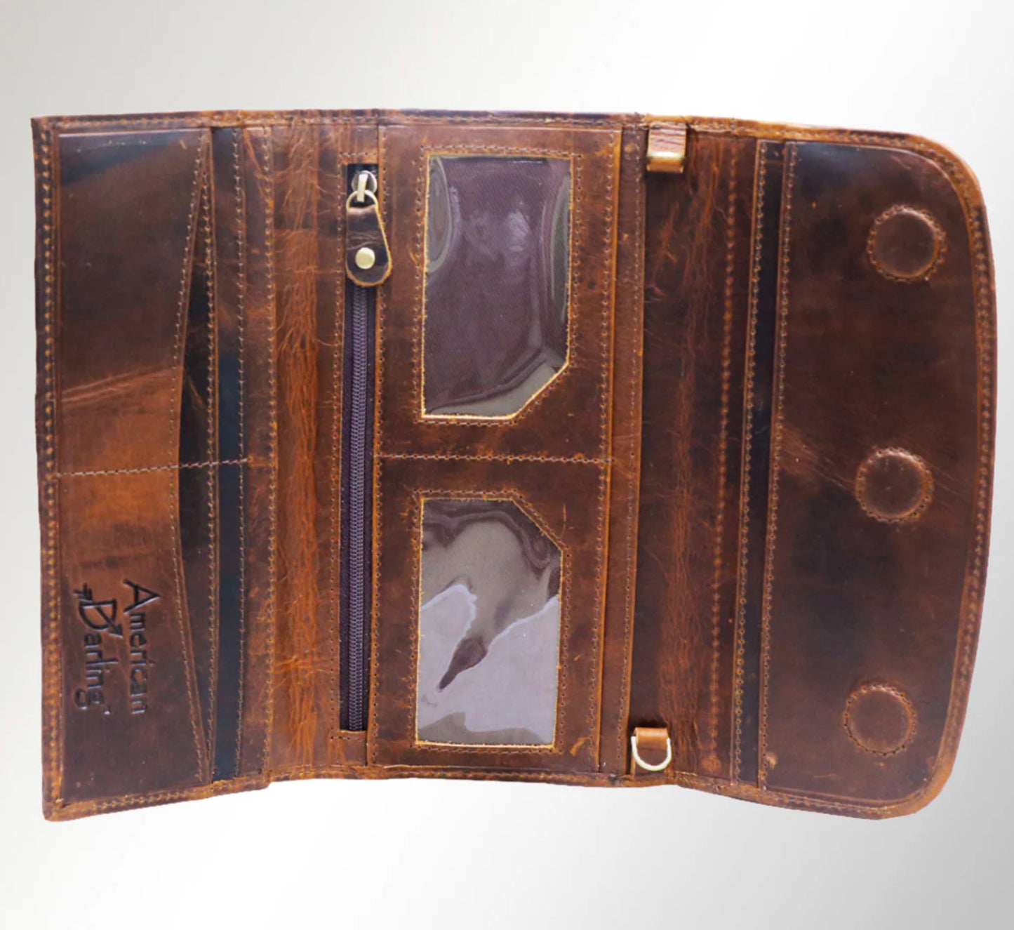 Painted Leather Crossbody Clutch Cowboy