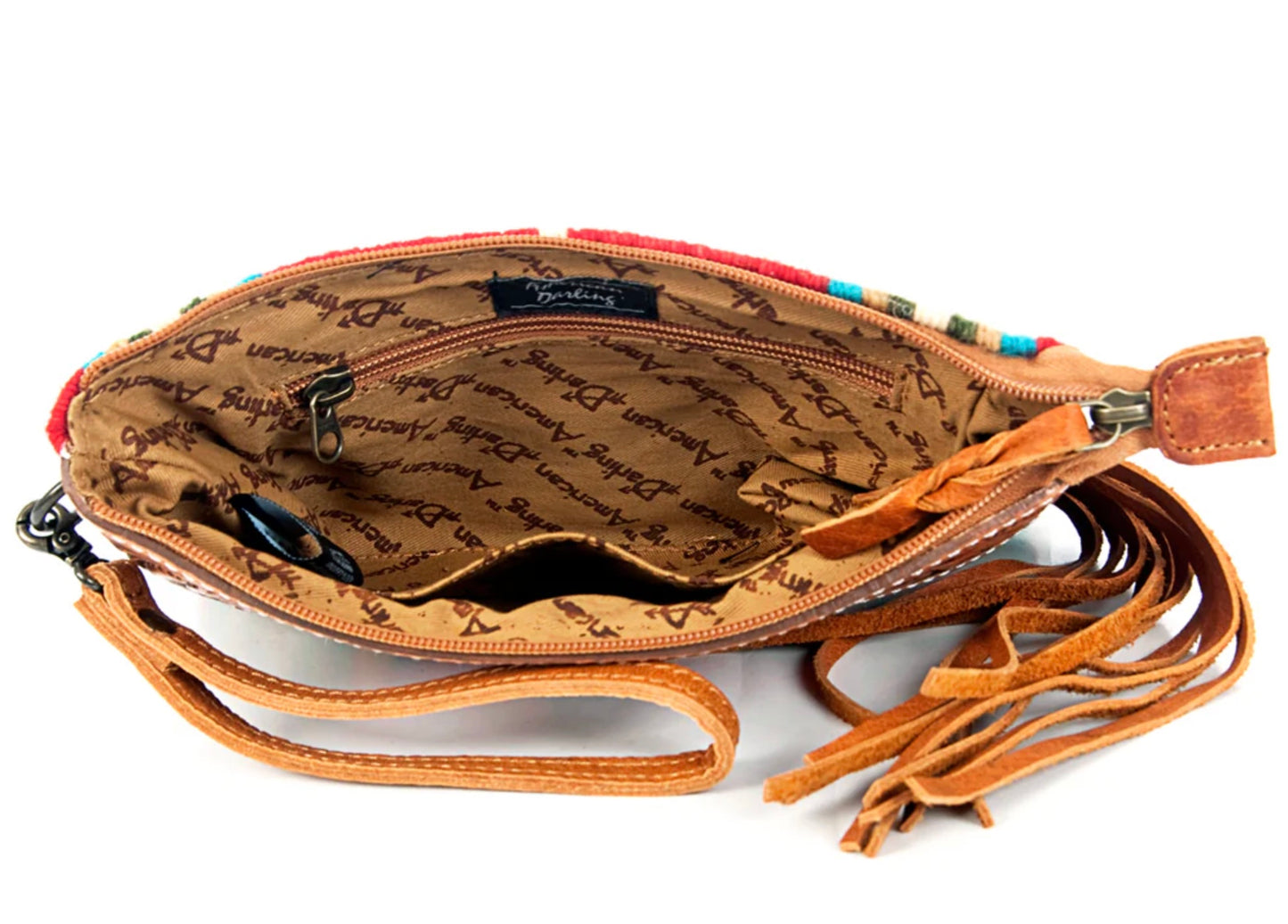 Leather Wristlet Bag with Hand Tooled Floral Carving & Saddle Blanket