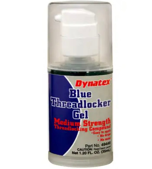 Fijador de roscas Dynatex de resistencia media, dosificador de gel de 35 ml, gel azul