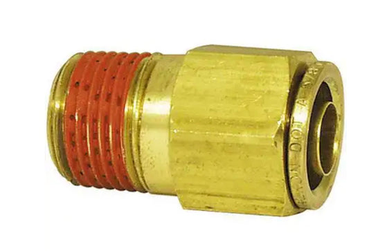 Conector recto macho de latón, freno de aire, conexión a presión, 3/8 pulg. x 1/4 pulg.